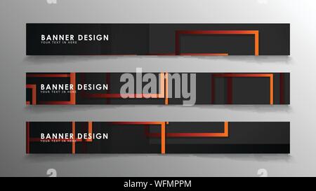 Abstract geometric and rectangular pattern banners with orange gradients Stock Vector