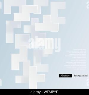 Abstract white color tetris background, geometric, bricks pieces, puzzle game  Vector illustration 3d style. Stock Vector