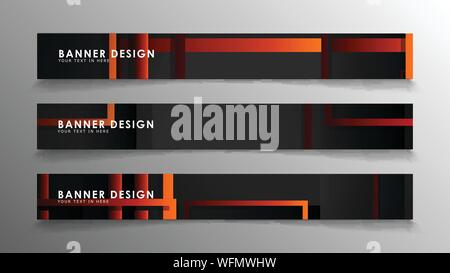 Abstract geometric and rectangular pattern banners with orange gradients Stock Vector