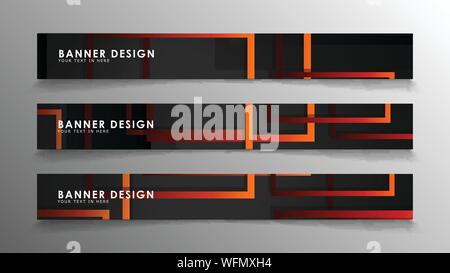 Abstract geometric and rectangular pattern banners with orange gradients Stock Vector