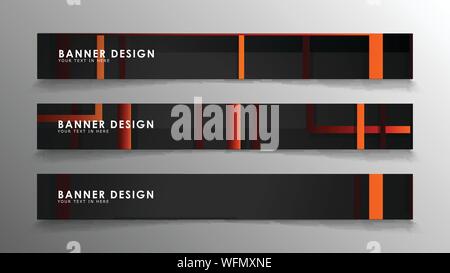 Abstract geometric and rectangular pattern banners with orange gradients Stock Vector