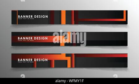 Abstract geometric and rectangular pattern banners with orange gradients Stock Vector