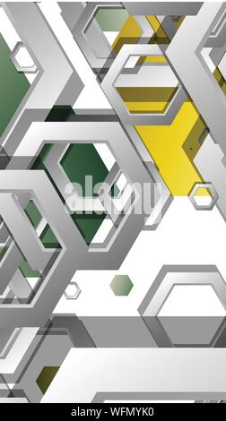 Abstract geometric background with hexagons, foliage color composition. Vector illustration Stock Vector