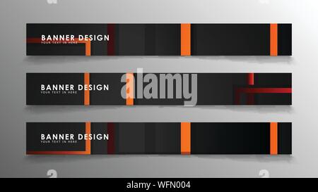 Abstract geometric and rectangular pattern banners with orange gradients Stock Vector