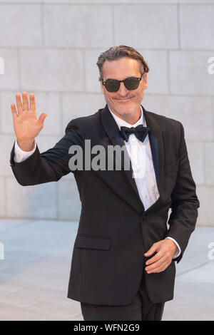 VENICE, ITALY - 31th August, 2019. Joaquin Phoenix walks the red carpet for the World Premiere of Joker during the 76th Venice Film Festival at Palazzo del Cinema on August 31, 2019 in Venice, Italy. © Roberto Ricciuti/Awakening/Alamy Live News Stock Photo