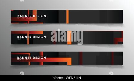 Abstract geometric and rectangular pattern banners with orange gradients Stock Vector