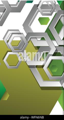 Abstract geometric background with hexagons, foliage color composition. Vector illustration Stock Vector