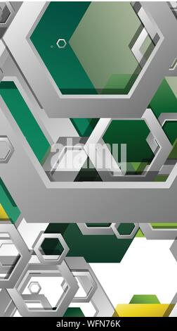 Abstract geometric background with hexagons, foliage color composition. Vector illustration Stock Vector