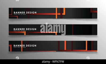 Abstract geometric and rectangular pattern banners with orange gradients Stock Vector