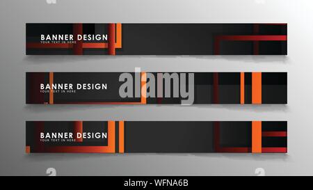 Abstract geometric and rectangular pattern banners with orange gradients Stock Vector