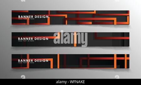 Abstract geometric and rectangular pattern banners with orange gradients Stock Vector