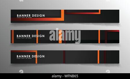 Abstract geometric and rectangular pattern banners with orange gradients Stock Vector