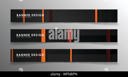 Abstract geometric and rectangular pattern banners with orange gradients Stock Vector