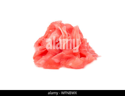 Pile of marinated ginger slices isolated on white background. Stock Photo