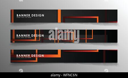 Abstract geometric and rectangular pattern banners with orange gradients Stock Vector