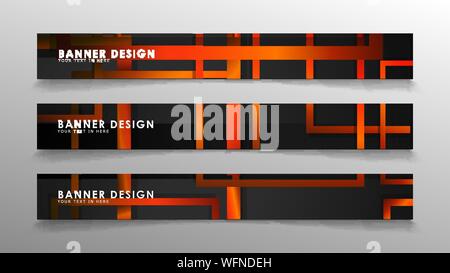 Abstract geometric and rectangular pattern banners with orange gradients Stock Vector