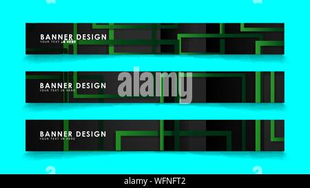 Abstract geometric and rectangular pattern banners with green gradients. Vector Illustration. Eps 10 Stock Vector