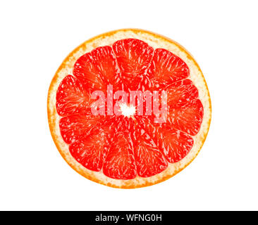 Grapefruit isolated on white background. Round slice of juicy and fresh grapefruit. With clipping path. Top view Stock Photo