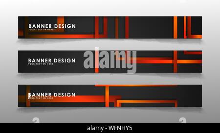 Abstract geometric and rectangular pattern banners with orange gradients Stock Vector