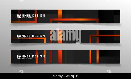 Abstract geometric and rectangular pattern banners with orange gradients Stock Vector