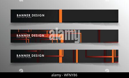 Abstract geometric and rectangular pattern banners with orange gradients Stock Vector