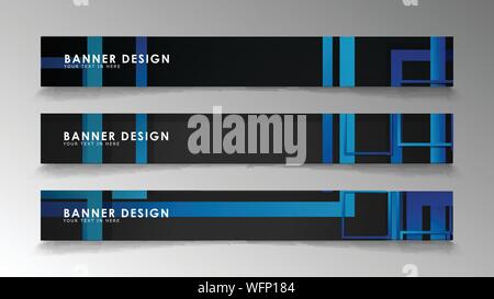 Abstract geometric and rectangular pattern banners with blue gradients. Vector Illustration. Eps 10 Stock Vector
