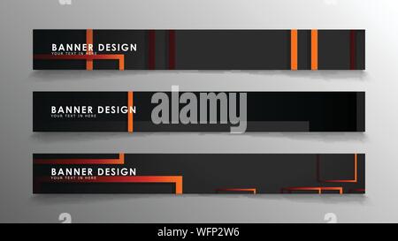 Abstract geometric and rectangular pattern banners with orange gradients Stock Vector