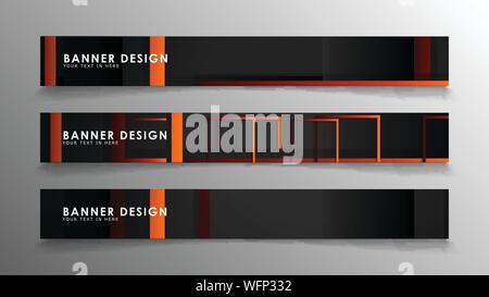 Abstract geometric and rectangular pattern banners with orange gradients Stock Vector