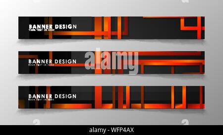 Abstract geometric and rectangular pattern banners with orange gradients Stock Vector