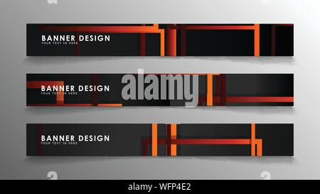 Abstract geometric and rectangular pattern banners with orange gradients Stock Vector