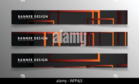 Abstract geometric and rectangular pattern banners with orange gradients Stock Vector
