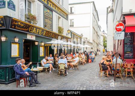 France, Paris, Butte Montmartre, Rue Saint Rustique, La Bonne Franquette cafe restaurant Stock Photo