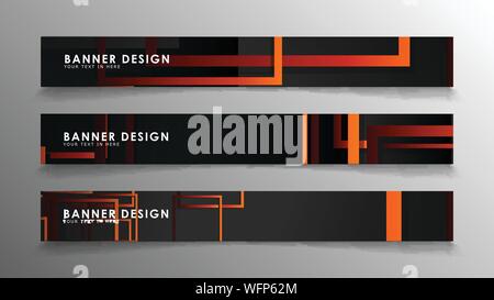 Abstract geometric and rectangular pattern banners with orange gradients Stock Vector