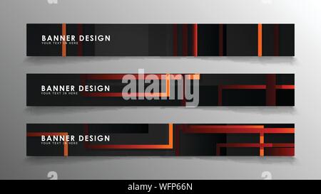 Abstract geometric and rectangular pattern banners with orange gradients Stock Vector