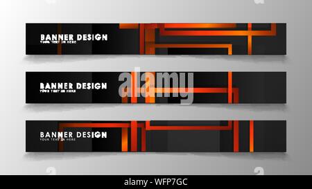 Abstract geometric and rectangular pattern banners with orange gradients Stock Vector