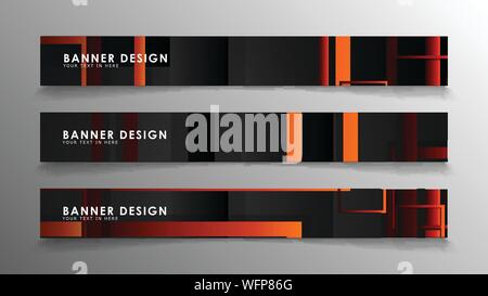 Abstract geometric and rectangular pattern banners with orange gradients Stock Vector