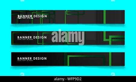 Abstract geometric and rectangular pattern banners with green gradients. Vector Illustration. Eps 10 Stock Vector
