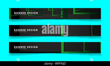 Abstract geometric and rectangular pattern banners with green gradients. Vector Illustration. Eps 10 Stock Vector