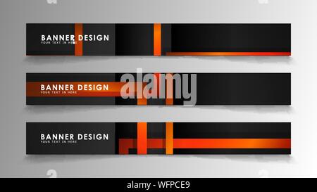 Abstract geometric and rectangular pattern banners with orange gradients Stock Vector