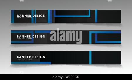 Abstract geometric and rectangular pattern banners with blue gradients. Vector Illustration. Eps 10 Stock Vector