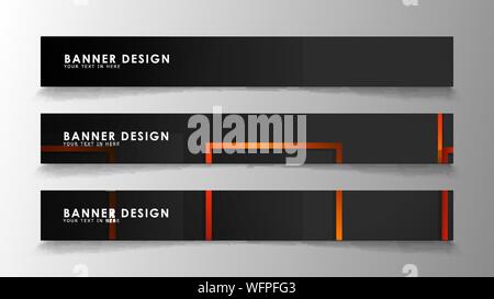 Abstract geometric and rectangular pattern banners with orange gradients Stock Vector
