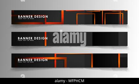 Abstract geometric and rectangular pattern banners with orange gradients Stock Vector