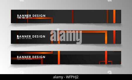 Abstract geometric and rectangular pattern banners with orange gradients Stock Vector