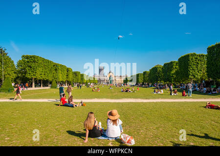 France Paris Area Listed As World Heritage By Unesco The Champs De Mars Giant Zip Line From The Eiffel Tower To The Ecole Militaire Stock Photo Alamy