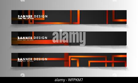 Abstract geometric and rectangular pattern banners with orange gradients Stock Vector
