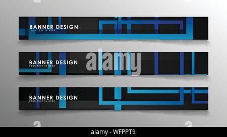 Abstract geometric and rectangular pattern banners with blue gradients. Vector Illustration. Eps 10 Stock Vector