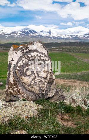 Armenia, Syunik region, Sisian, prehistoric archaeological site of Zorats Karer (or Karahunj), the Centre is an instatllation by the Armenian artist Ashot Avagyan