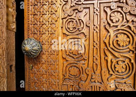 Armenia, Syunik region, 9th century Tatev monastery, wooden door Stock Photo