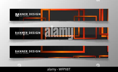 Abstract geometric and rectangular pattern banners with orange gradients Stock Vector