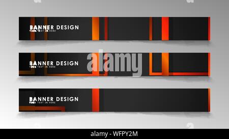 Abstract geometric and rectangular pattern banners with orange gradients Stock Vector